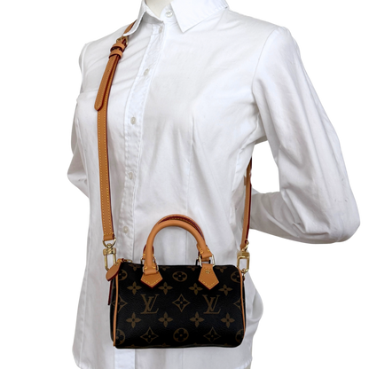 Louis Vuitton Nano Speedy Monogram Canvas Braun / neuwertig Louis Vuitton
