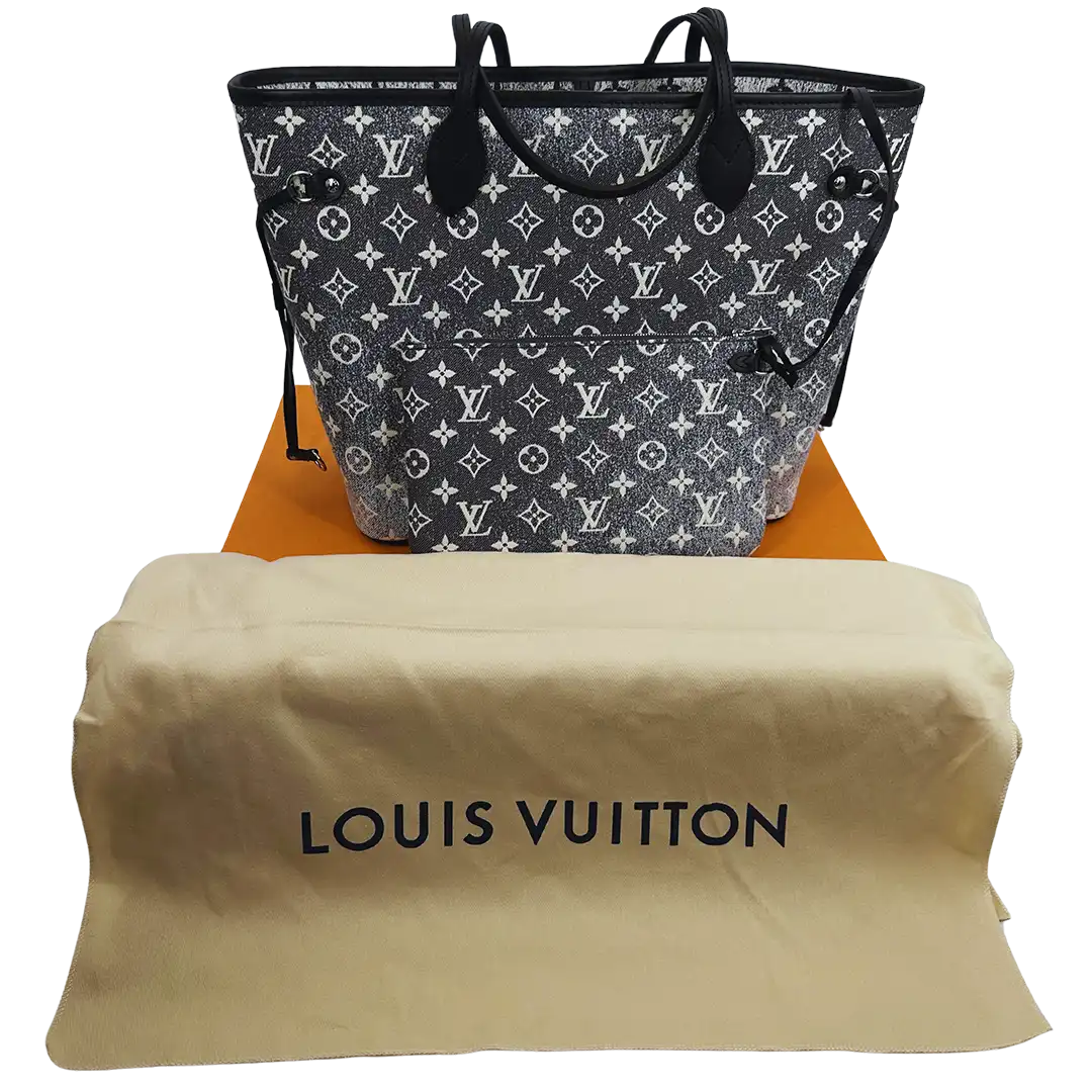Louis Vuitton Neverfull MM Monogram Jaquard Denim Noir M21465  Fullset / neu Louis Vuitton