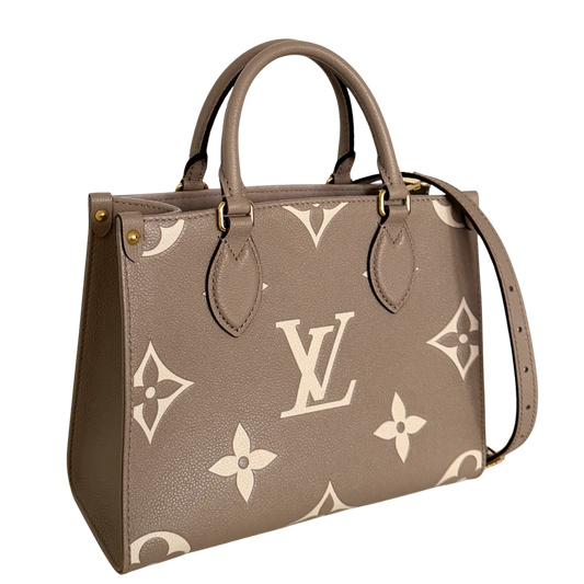 Louis Vuitton OnTheGo PM Monogram Empreinte Tourterelle / Creme / sehr gut Louis Vuitton