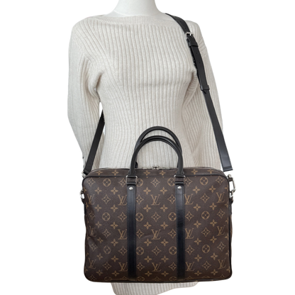 Louis Vuitton Porte Documents Voyage PM M52005 Braun / gut Louis Vuitton