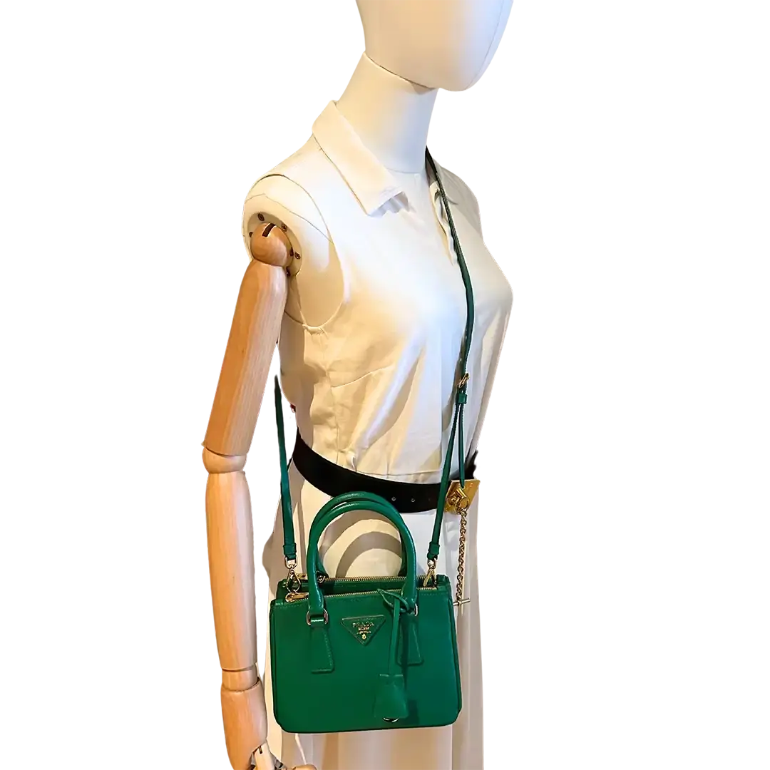 Prada Galleria Mini Bag aus Saffiano-Leder Mango Fullset / gut Prada