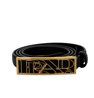 Prada riem zwart met gouden Prada gesp 80cm