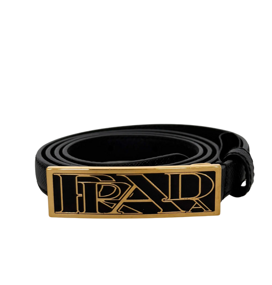 Prada Gürtel Schwarz mit goldener Prada Schnalle 80cm / sehr gut Prada