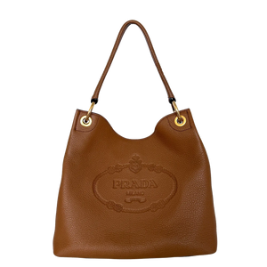 Prada Hobo Schoudertas 1BC051 Leer Bruin