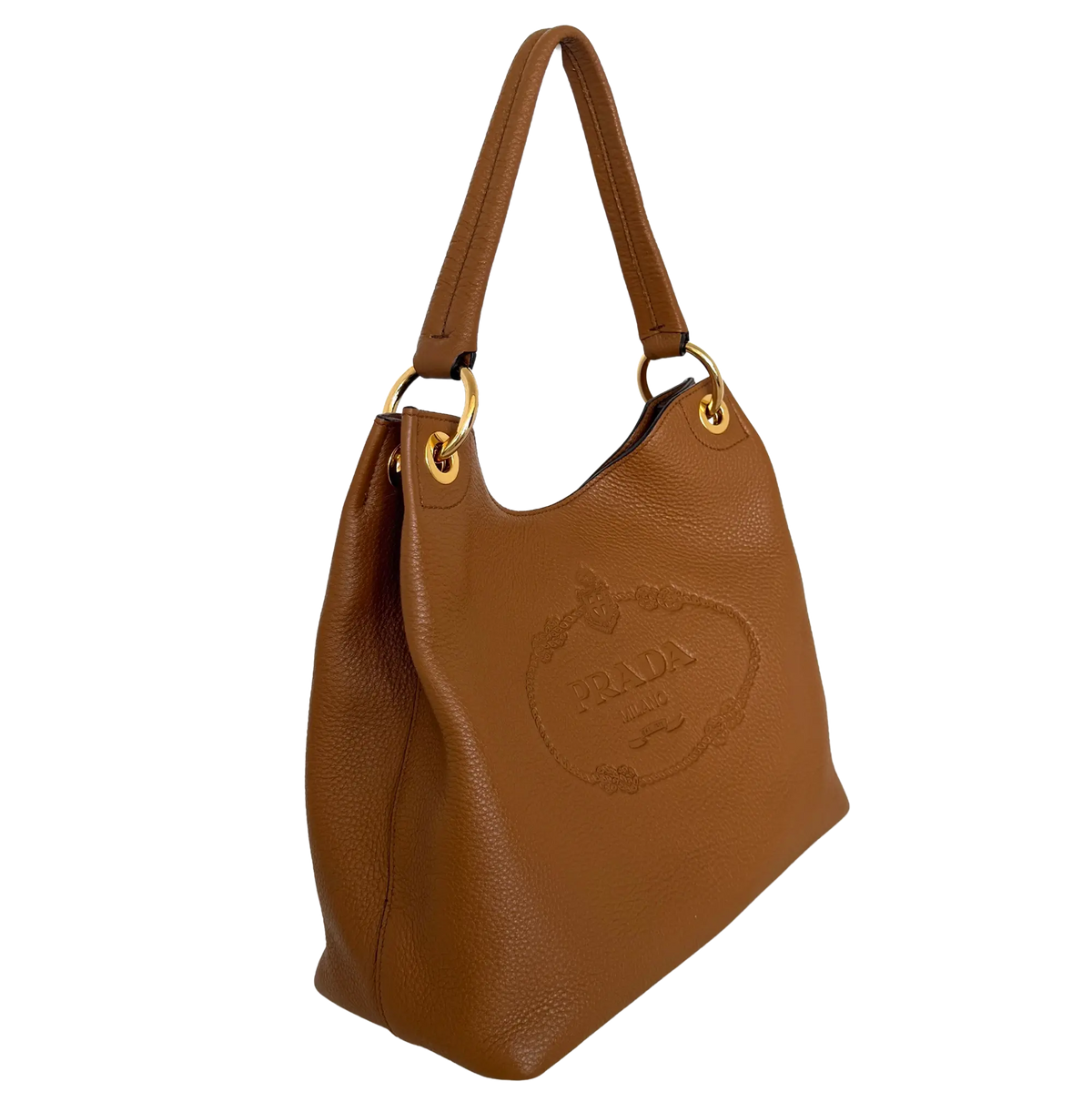 Prada Hobo Schultertasche 1BC051 Leder Braun/ neuwertig Prada