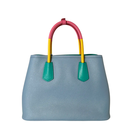 Prada Saffiano Cuir kleine Double Bag Astrale Giada Multicolor / neuwertig Prada