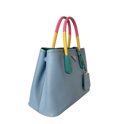 Prada Saffiano Cuir kleine Double Bag Astrale Giada Multicolor / neuwertig Prada