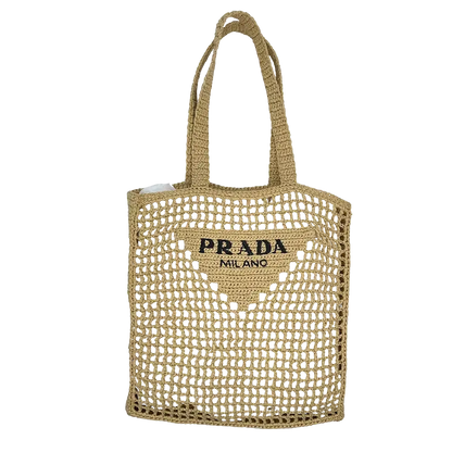 Prada Shopping Bag Crochet Raffiabast Tasche / neuwertig Prada