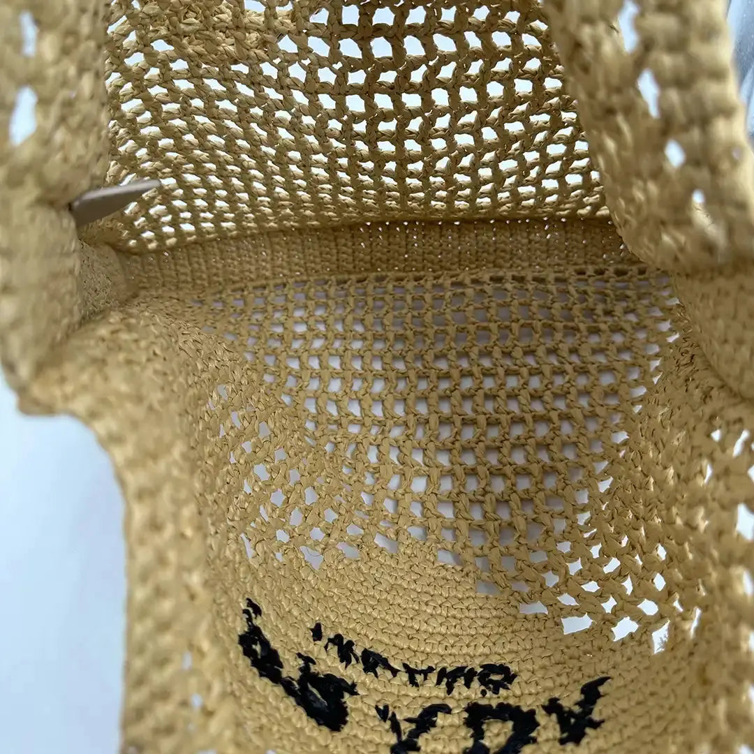 Prada Shopping Bag Crochet Raffiabast Tasche / neuwertig Prada