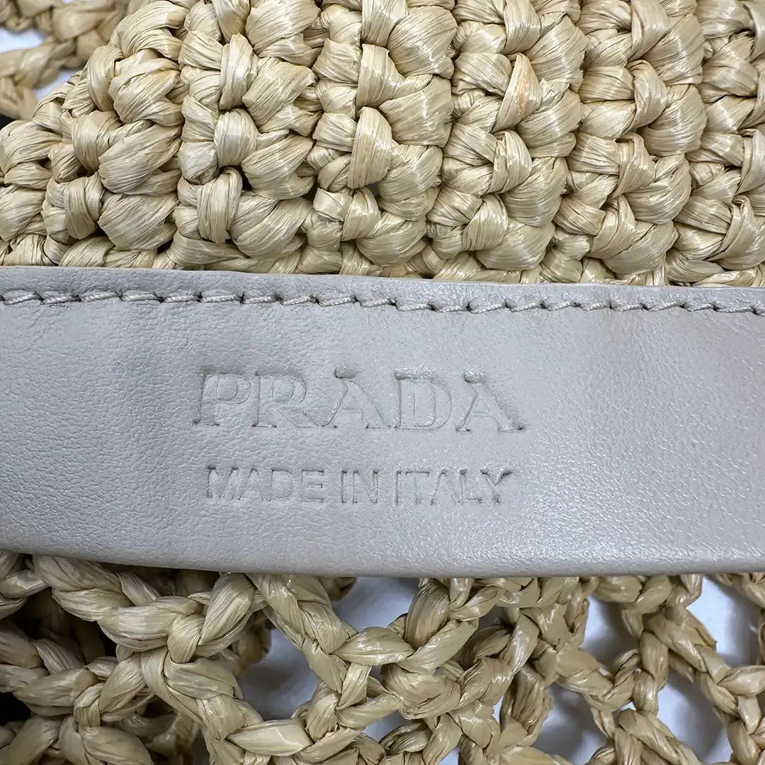 Prada Shopping Bag Crochet Raffiabast Tasche / neuwertig Prada