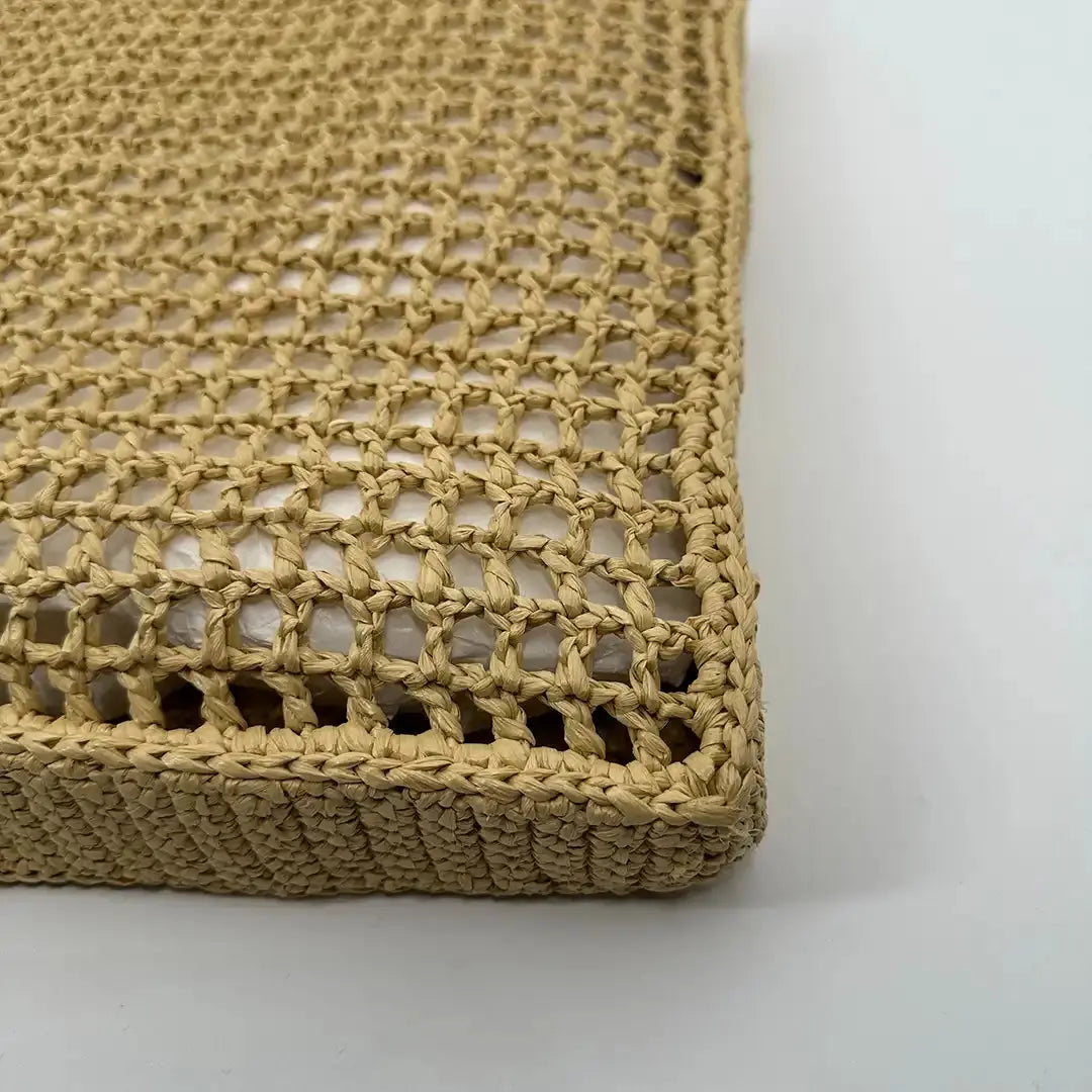 Prada Shopping Bag Crochet Raffiabast Tasche / neuwertig Prada