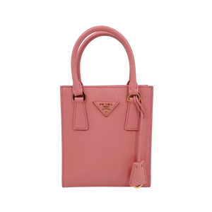 Prada kleine handtas met logo van Saffianoleer roze