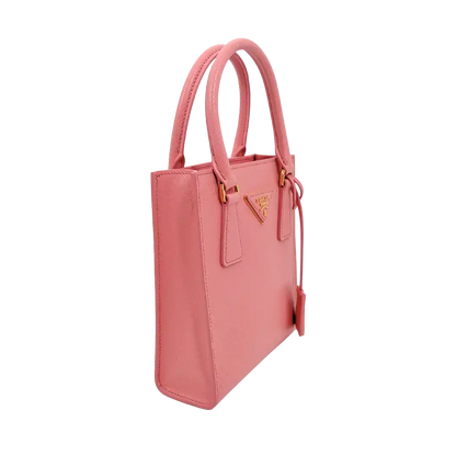 Prada kleine Handtasche mit Logo Saffiano Leder pink Fullset / ungetragen Prada