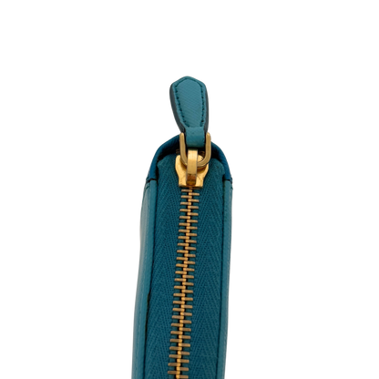 Prada Zippy Geldbörse aus Saffiano Leder Blau / gut Prada
