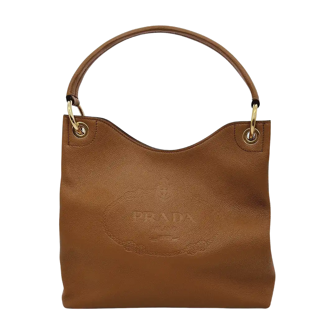 Prada Hobo Schultertasche 1BC051 Leder braun / neuwertig Prada