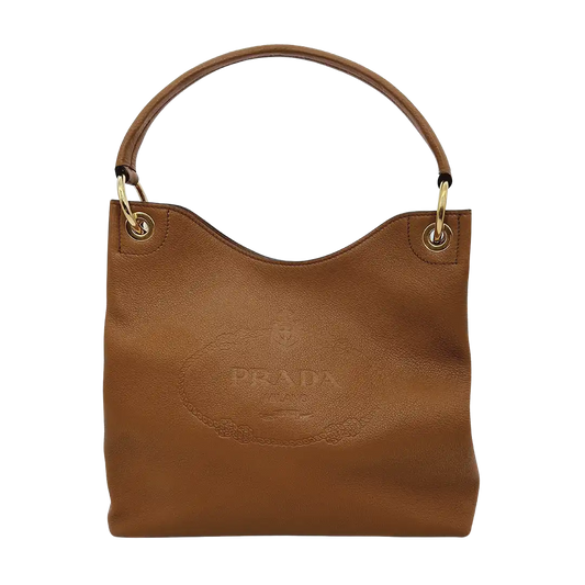 Prada Hobo Schultertasche 1BC051 Leder braun / neuwertig Prada