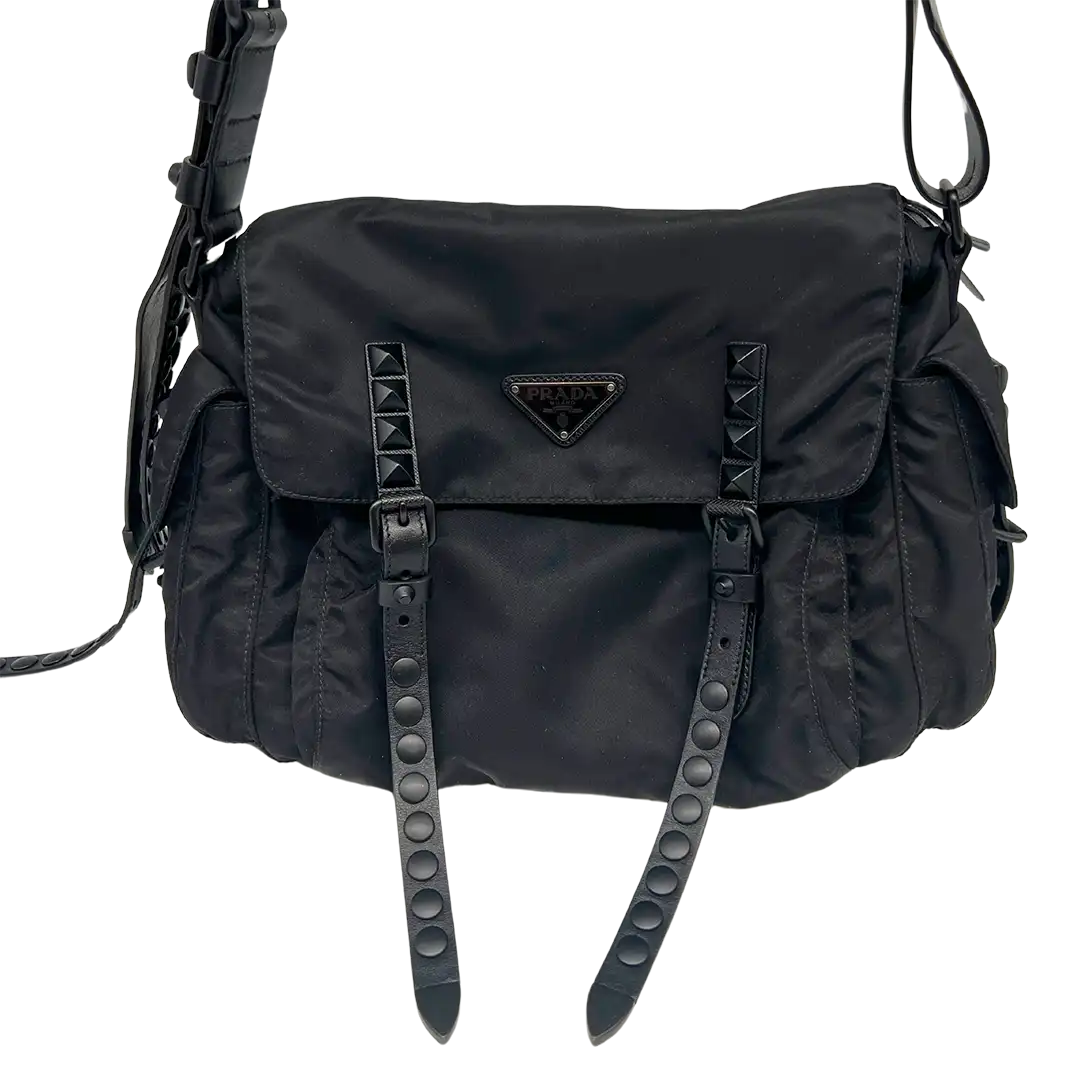 Prada New Vela Umhängetasche Nero all black / sehr gut Prada