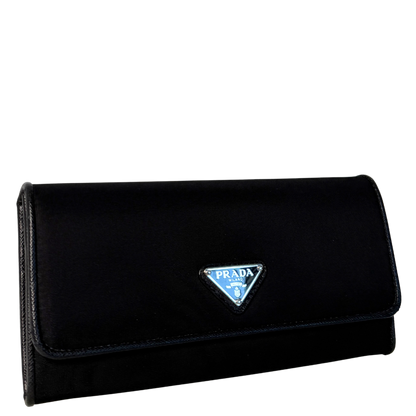 Prada Geldbörse aus Nylon und Saffiano-Leder Schwarz Fullset / sehr gut Prada