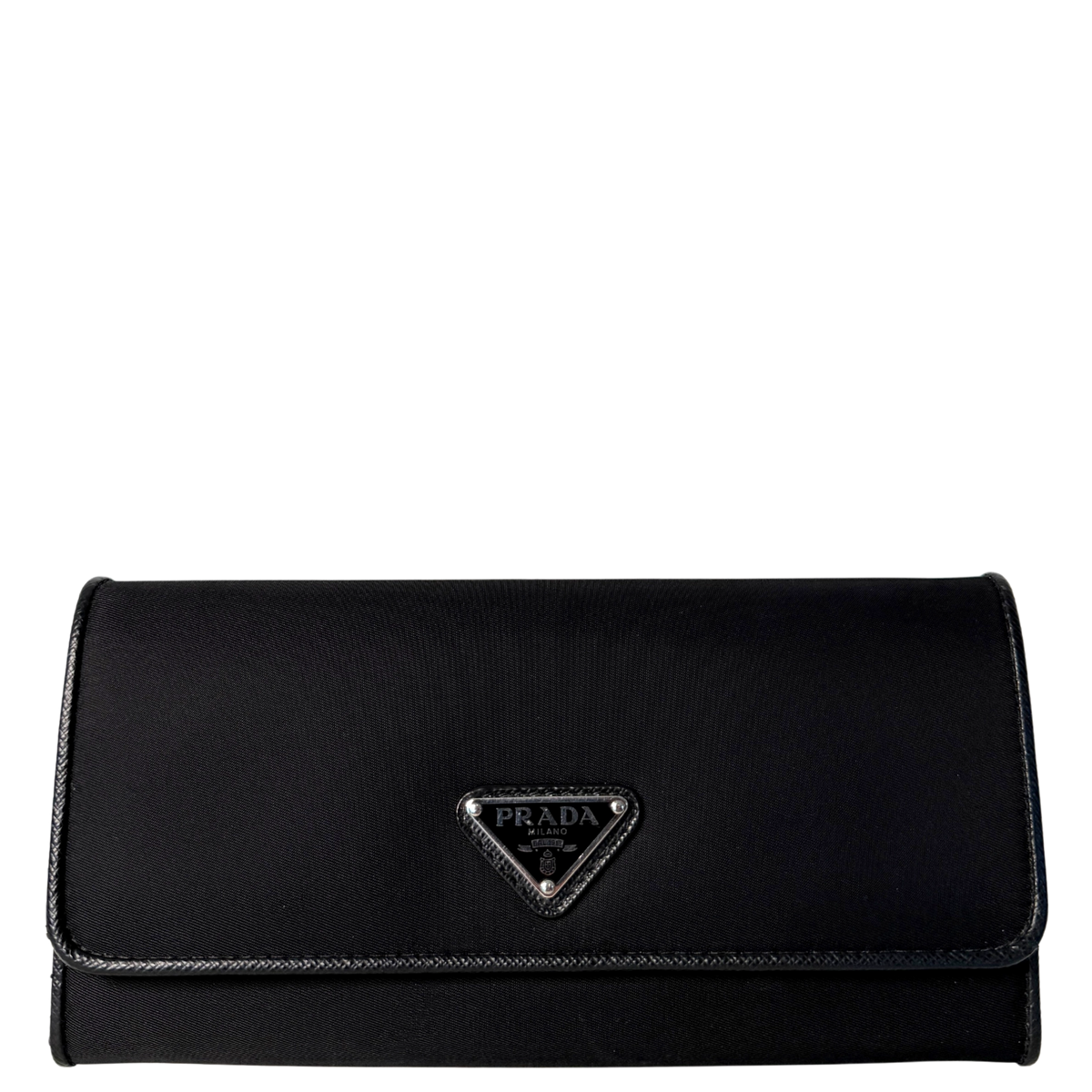 Prada Geldbörse aus Nylon und Saffiano-Leder Schwarz Fullset / sehr gut Prada