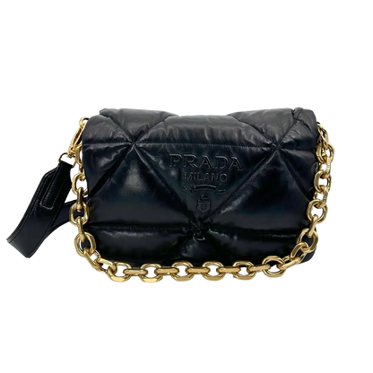 Prada Puffer Bag Nappa Lammleder schwarz / neuwertig Prada