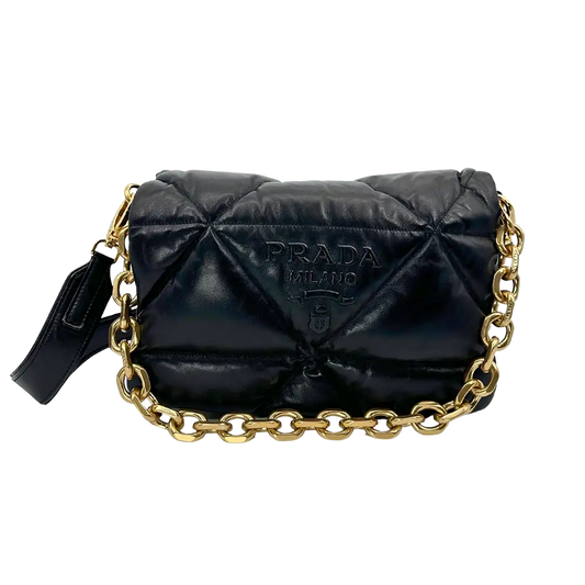 Prada Puffer Bag Nappa Lammleder schwarz / neuwertig Prada