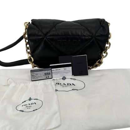 Prada Puffer Bag Nappa Lammleder schwarz / neuwertig Prada