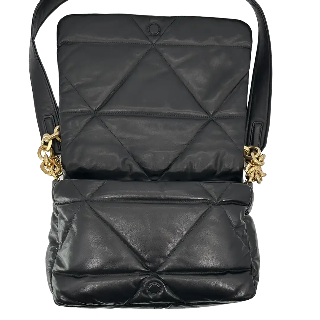 Prada Puffer Bag Nappa Lammleder schwarz / neuwertig Prada