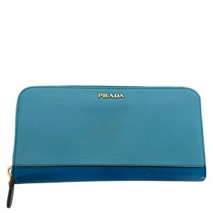 Prada Zippy portemonnee van Saffianoleer blauw
