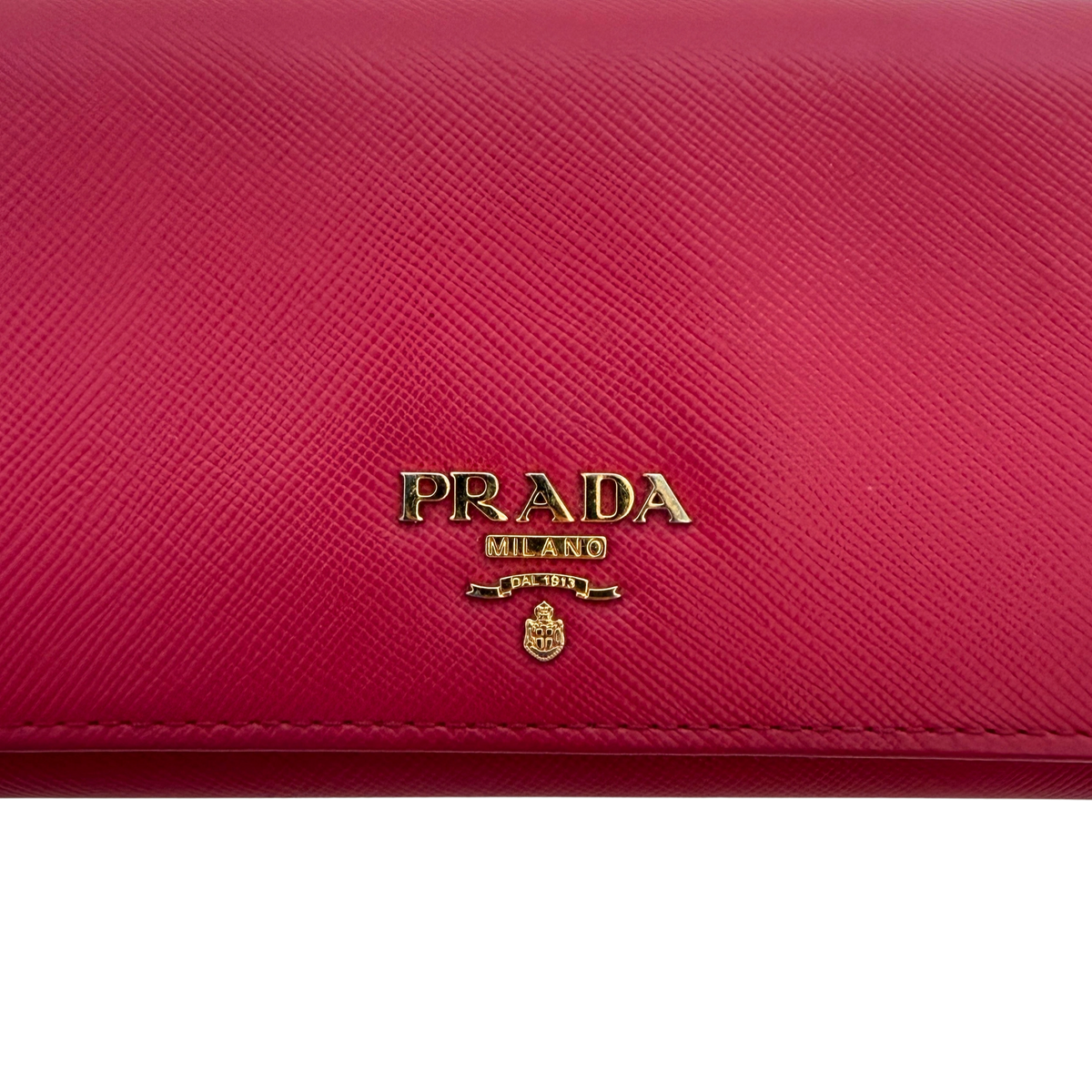 Prada lange Geldbörse aus Saffiano Leder Pink / gut Prada