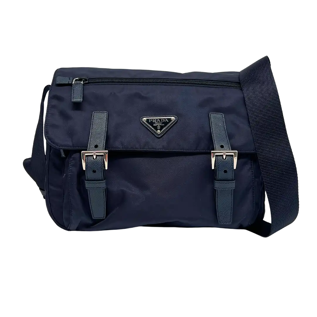 Prada Nylon Messenger Bag Schultertasche navy / neuwertig Prada