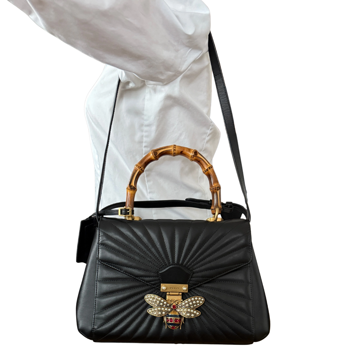 Gucci Queen Margaret Top Handle Tasche Schwarz / sehr gut Gucci