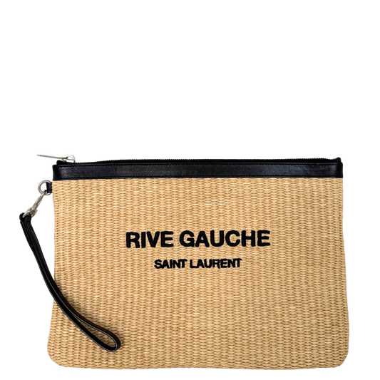 Saint Laurent Rive Gauche Raffia Pouch Beige / neuwertig Saint Laurent