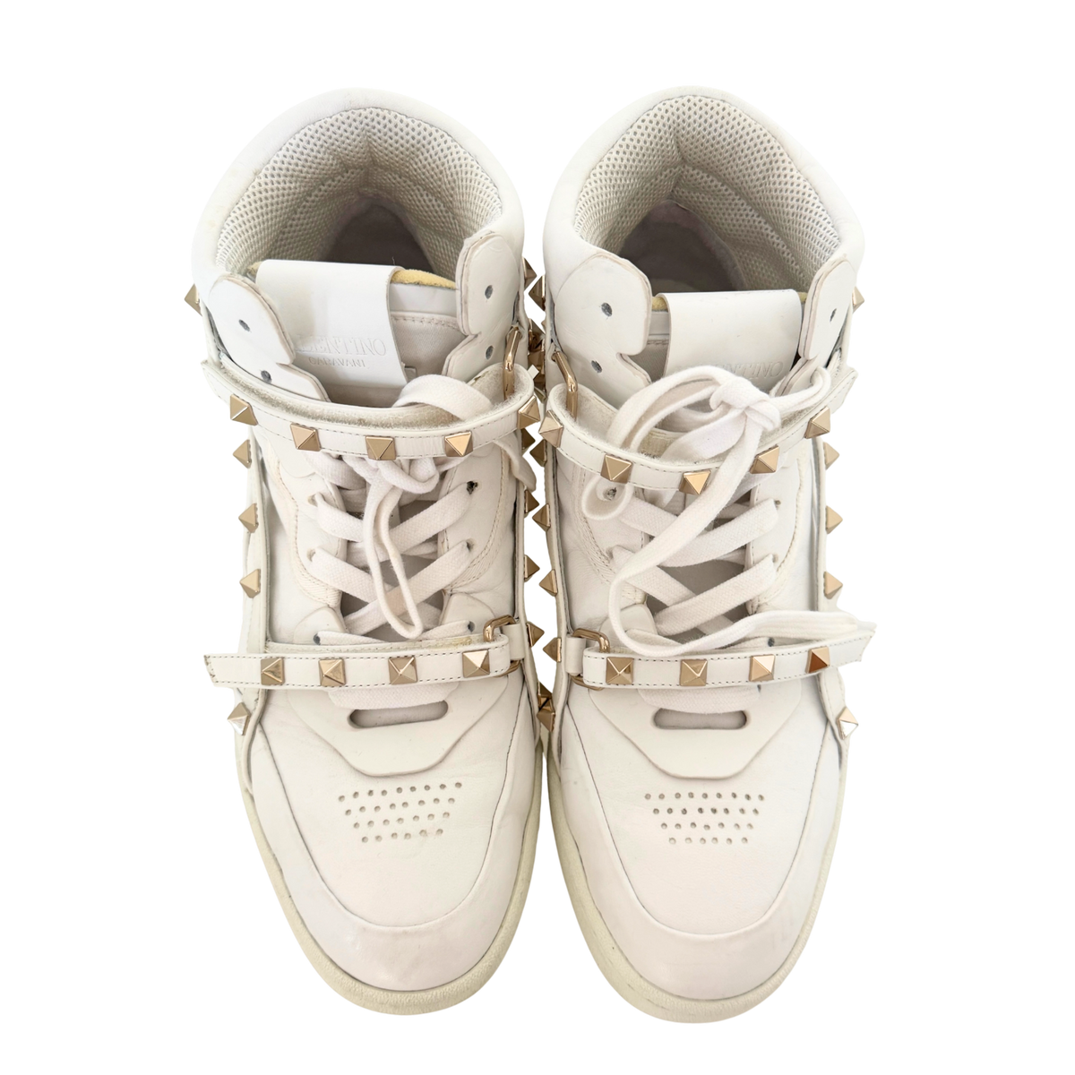 Valentino Garavani Rockstud High-Top Sneaker Größe 38 Weiß / sehr gut Valentino