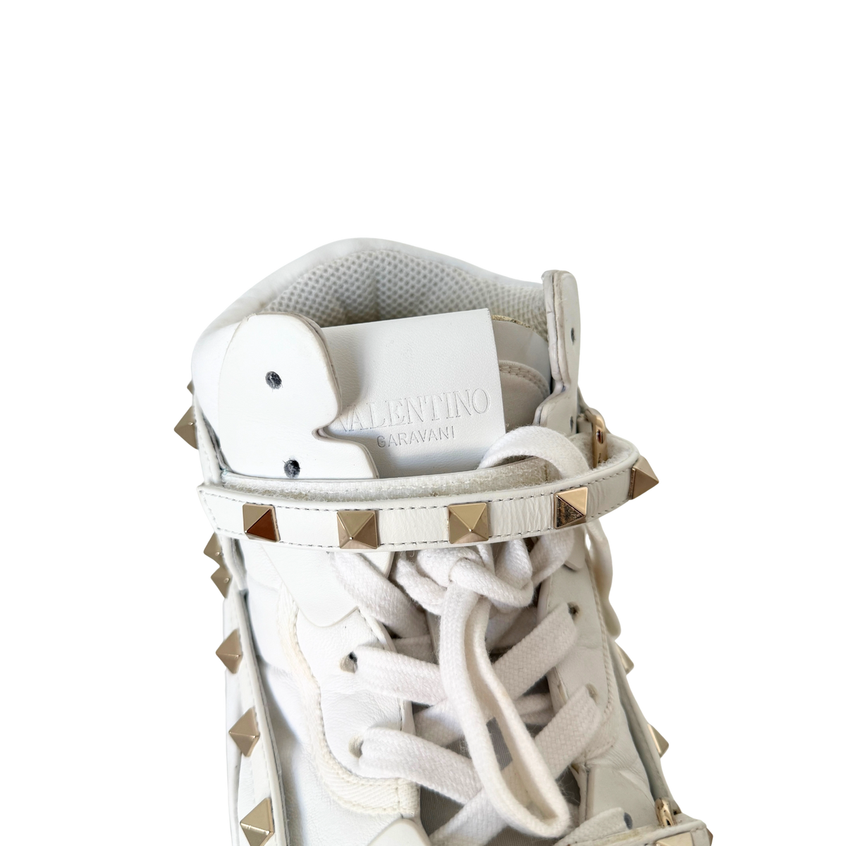 Valentino Garavani Rockstud High-Top Sneaker Größe 38 Weiß / sehr gut Valentino