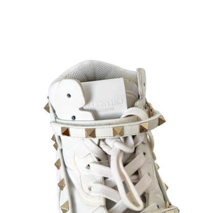 Valentino Garavani Rockstud High-Top Sneaker Größe 38 Weiß / sehr gut Valentino