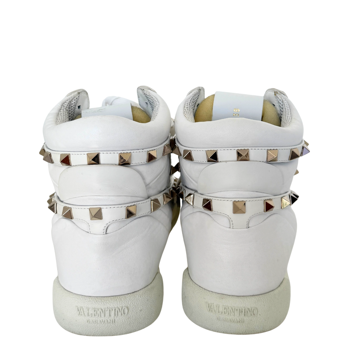 Valentino Garavani Rockstud High-Top Sneaker Größe 38 Weiß / sehr gut Valentino