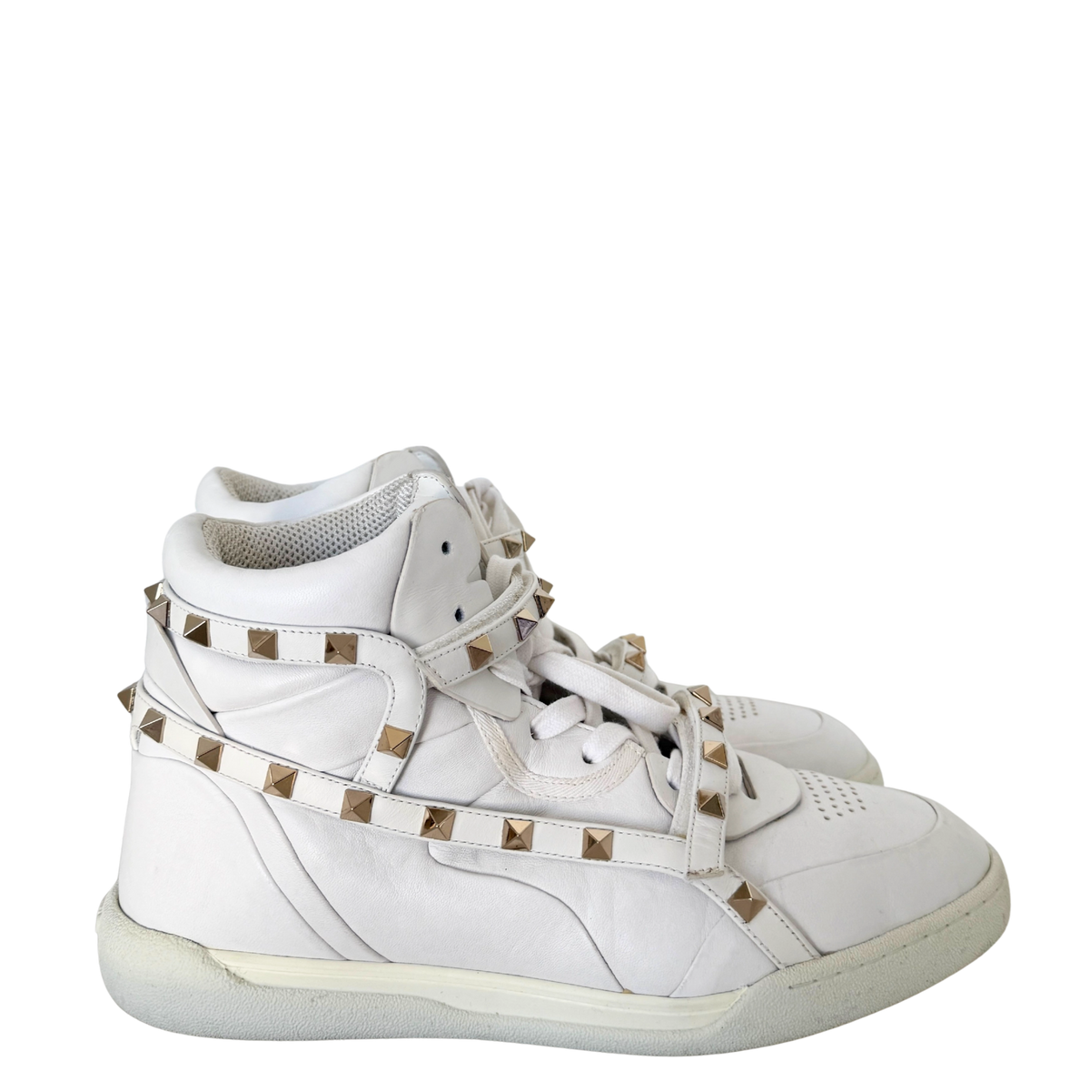 Valentino Garavani Rockstud High-Top Sneaker Größe 38 Weiß / sehr gut Valentino