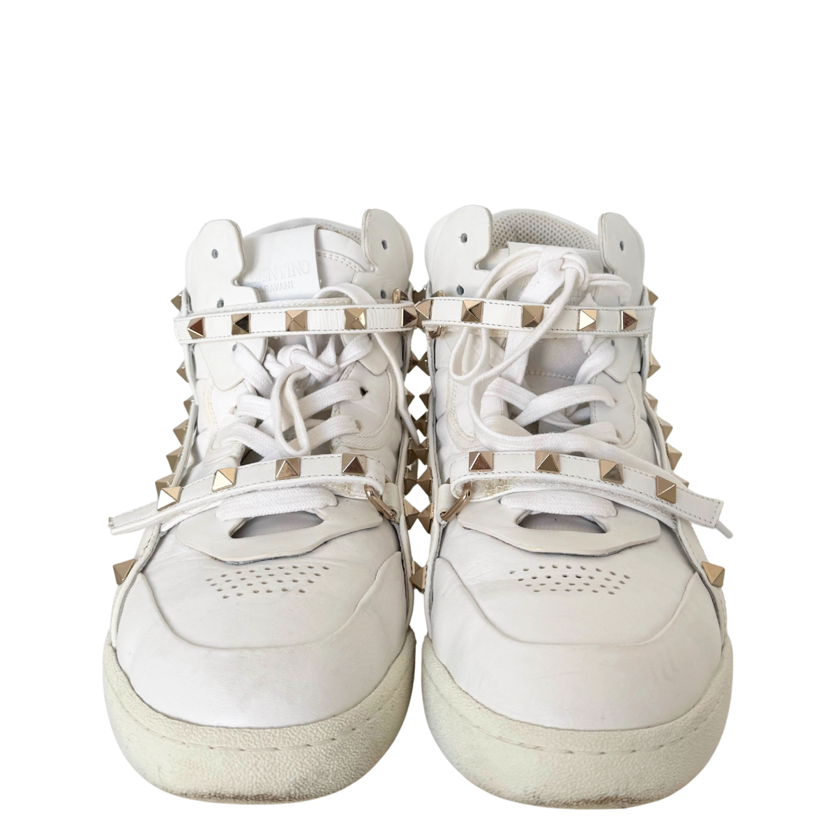 Valentino Garavani Rockstud High-Top Sneaker Größe 38 Weiß / sehr gut Valentino