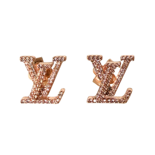 Louis Vuitton LV Iconic Blush Earrings Rose Gold Full Set / Like New