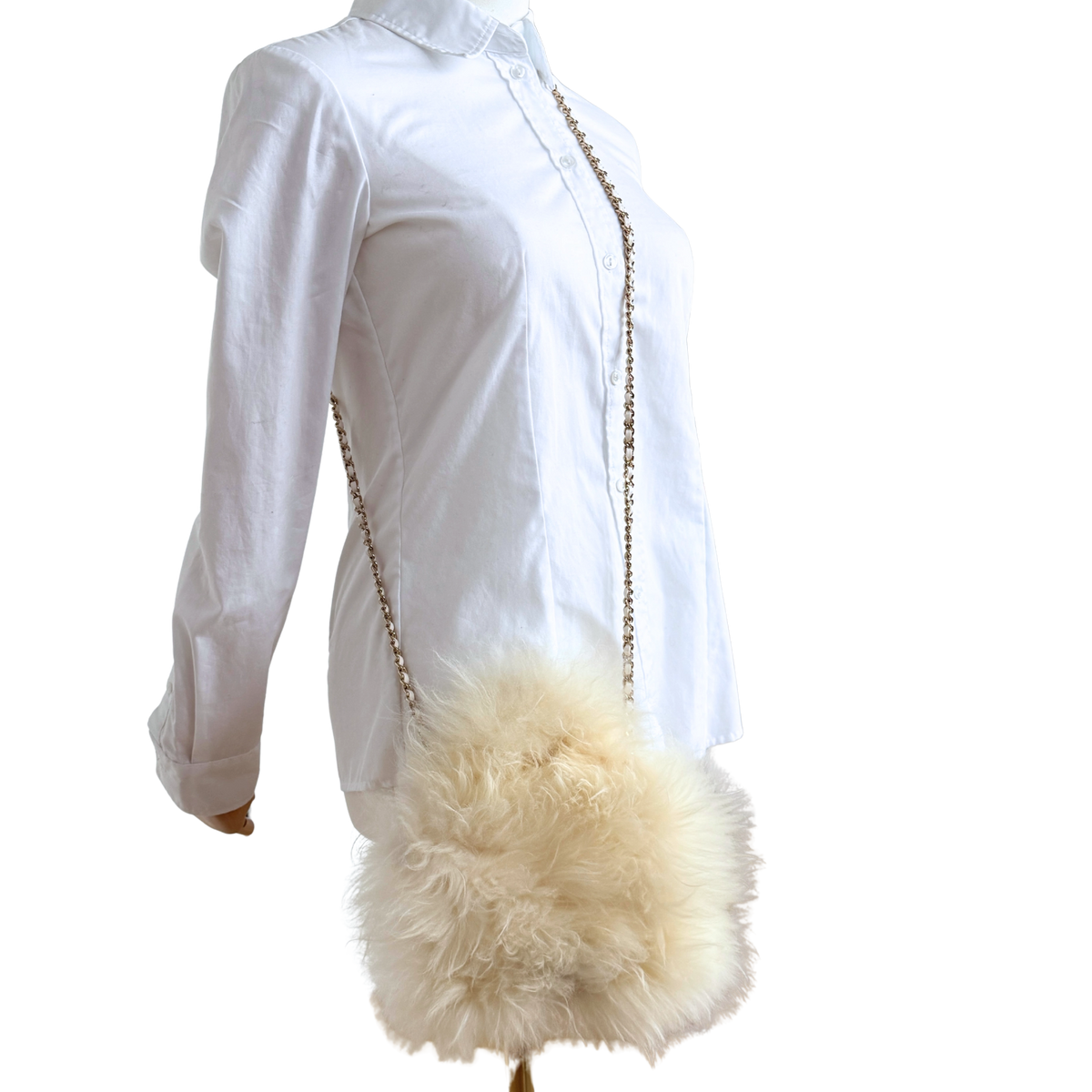 Chanel Runway Top Handle aus Fell Weiß / neuwertig Chanel