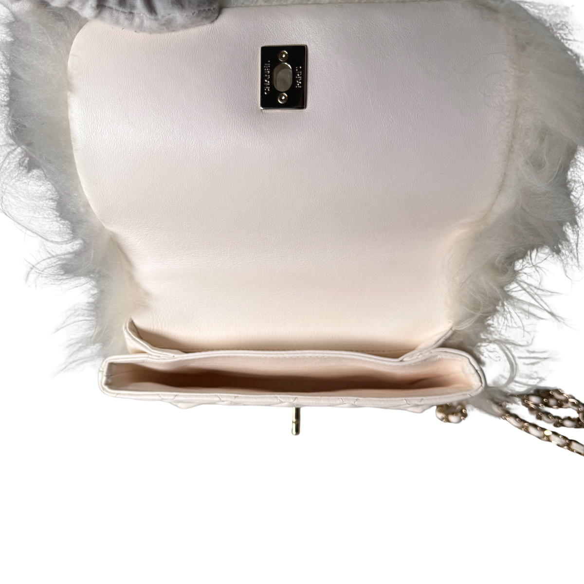 Chanel Runway Top Handle aus Fell Weiß / neuwertig Chanel