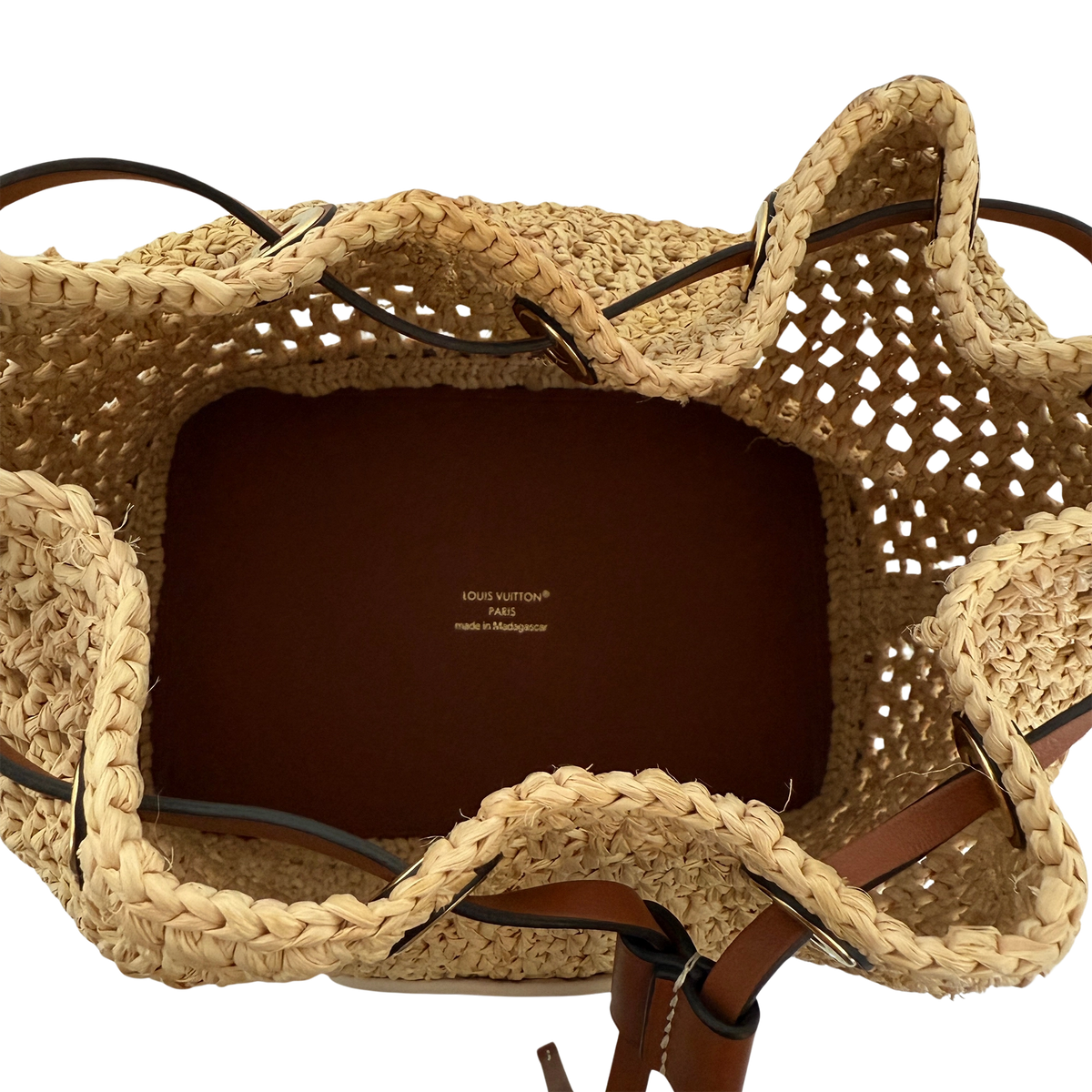 Louis Vuitton Noé BB M24722 Beige Raffia Fullset / gut Louis Vuitton