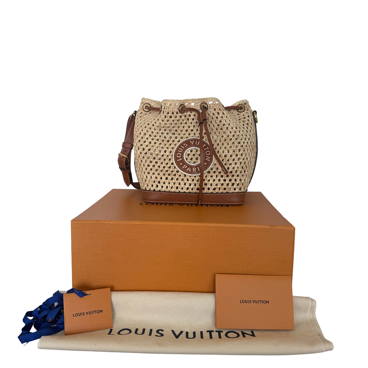 Louis Vuitton Noé BB M24722 Beige Raffia Fullset / gut Louis Vuitton