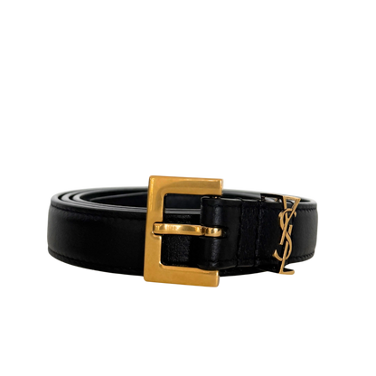 Saint Laurent Cassandre Gürtel aus Glattleder mit quadratischer Schnalle Schwarz 80cm Fullset / neuwertig Saint Laurent