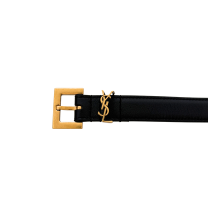 Saint Laurent Cassandre Gürtel aus Glattleder mit quadratischer Schnalle Schwarz 80cm Fullset / neuwertig Saint Laurent