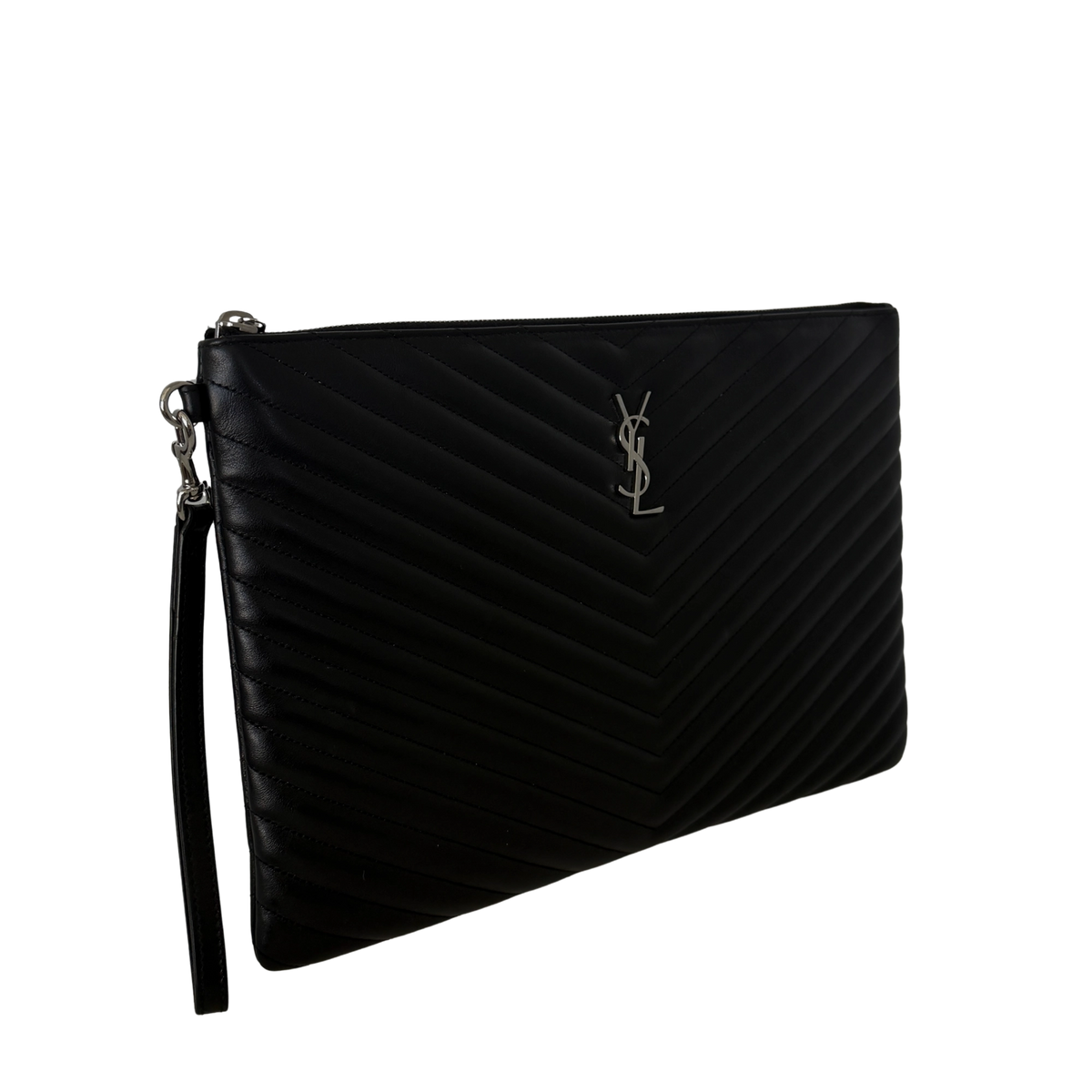Saint Laurent Cassandre Matelassé Dokumentenhalter aus gestepptem Leder Schwarz / sehr gut Saint Laurent