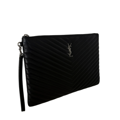 Saint Laurent Cassandre Matelassé Dokumentenhalter aus gestepptem Leder Schwarz / sehr gut Saint Laurent