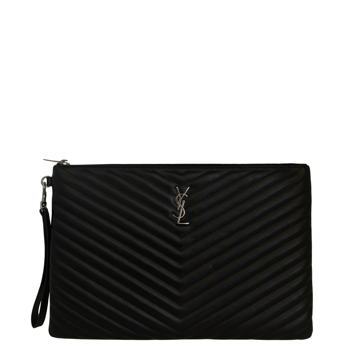 Saint Laurent Cassandre Matelassé Dokumentenhalter aus gestepptem Leder Schwarz / sehr gut Saint Laurent