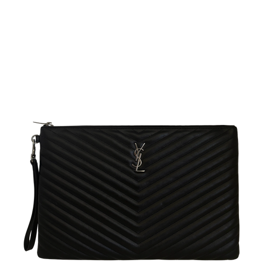 Saint Laurent Cassandre Matelassé Dokumentenhalter aus gestepptem Leder Schwarz / sehr gut Saint Laurent