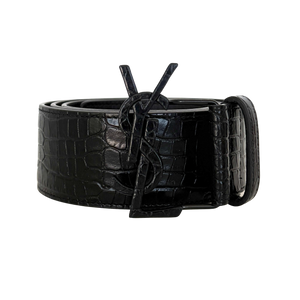 Saint Laurent Riem Slangenleerlook Zwart